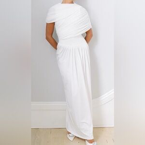 Classic White One-Shoulder Maxi Dress